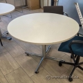 42" White Round  Office Meeting Table w/ Cross Base